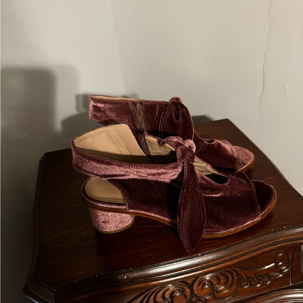 Velour Mauve bow ope toe Heel 8 - Picture 2 of 6
